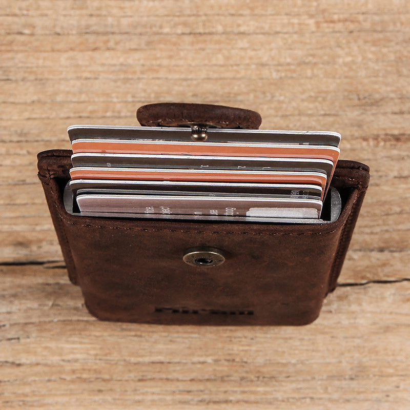 SLIM HORSE LEATHER WALLET AUTOMATIC ANTI-THEFT POP UP CARD WALLET RFID