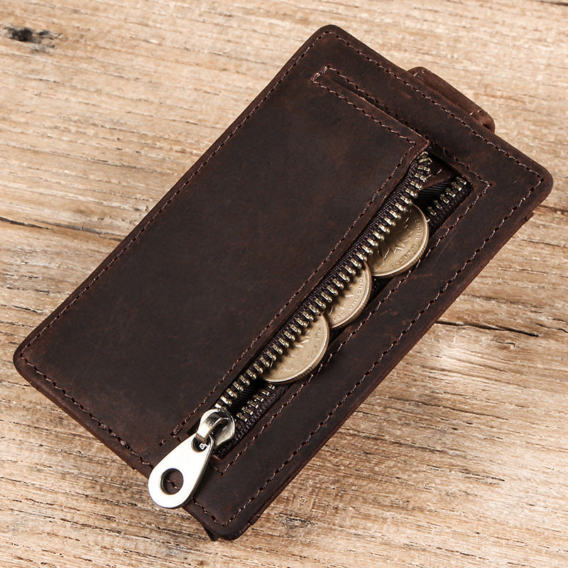 SLIM HORSE LEATHER WALLET AUTOMATIC ANTI-THEFT POP UP CARD WALLET RFID