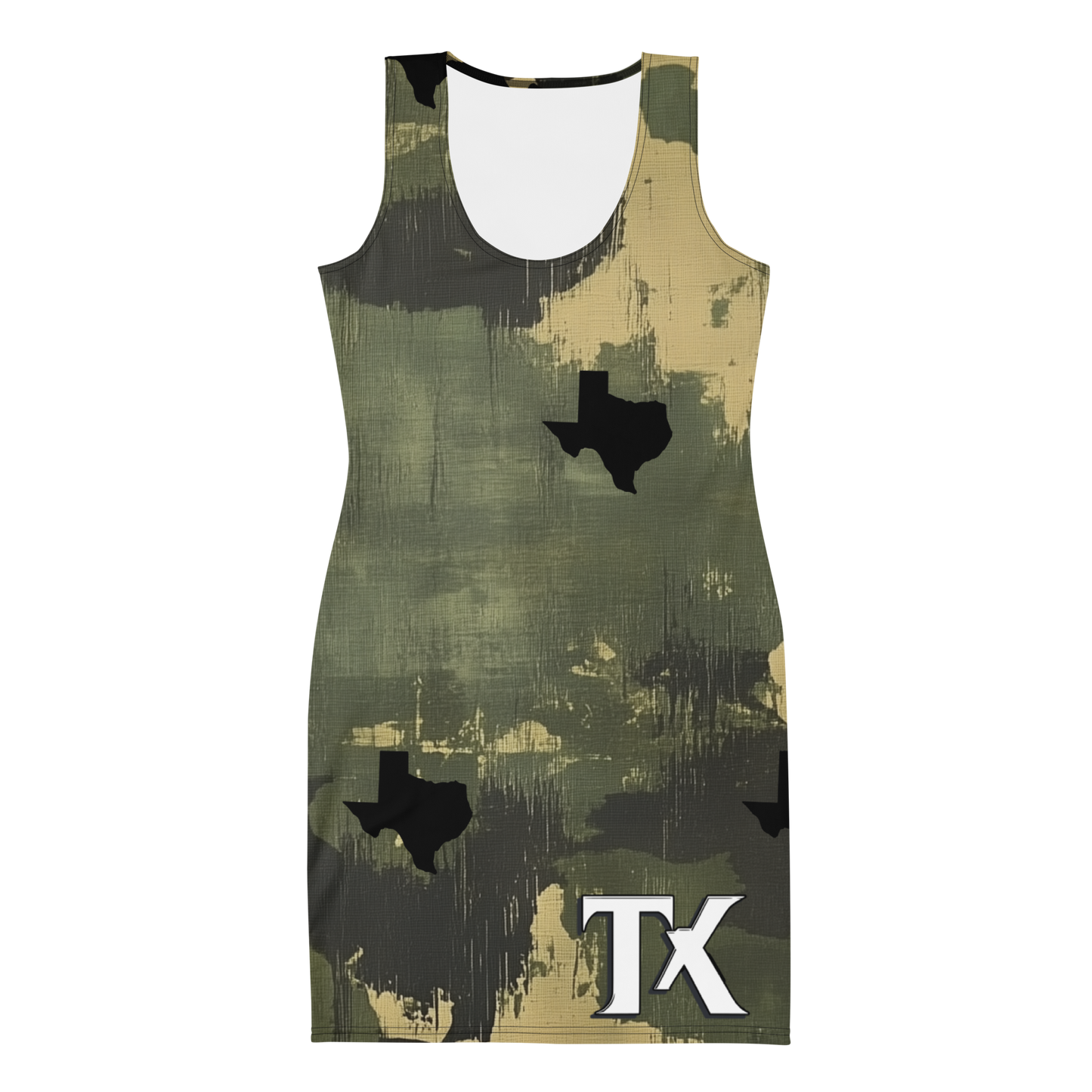 Flat Image of the front of a Camouflaged Tank Dress