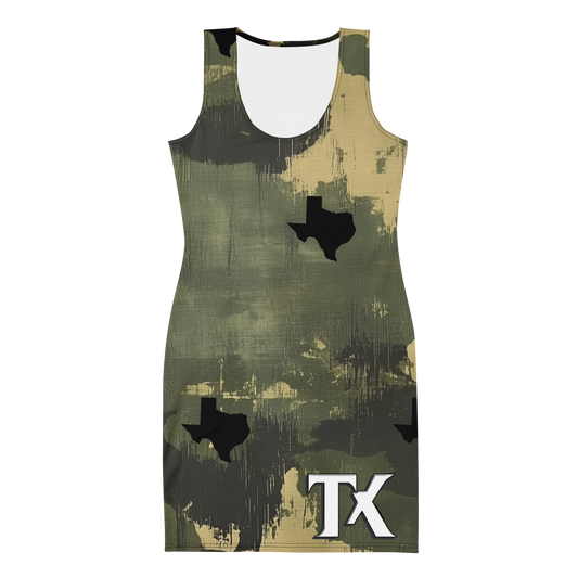 Flat Image of the front of a Camouflaged Tank Dress