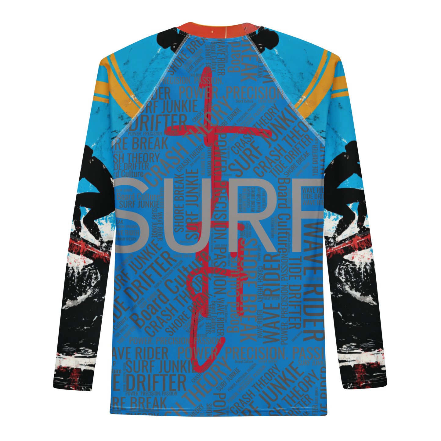 Sea Mind surf rash guard back view – UPF 50+ four-way stretch by Magnificent Crowns