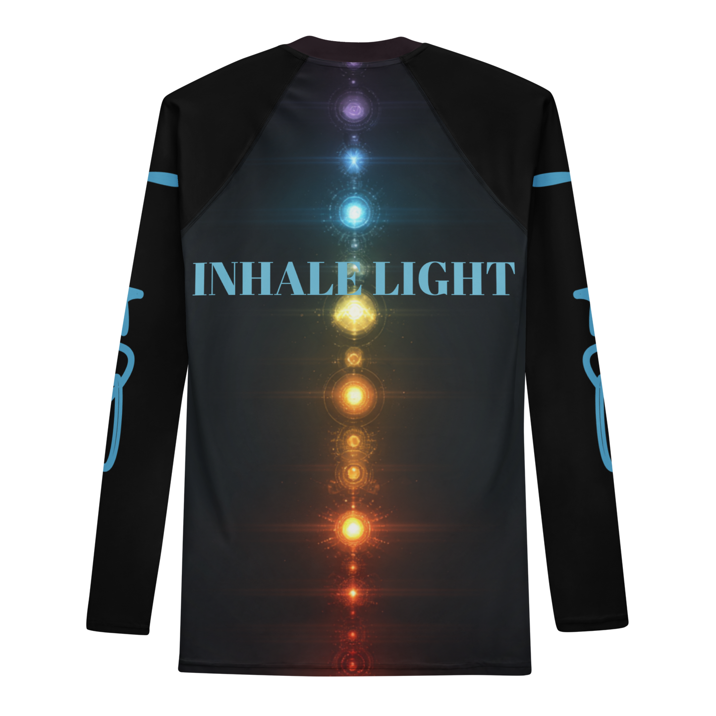 Still Bloom yoga and meditation rash guard back view – UPF 50+ four-way stretch by Magnificent Crowns