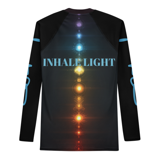 Still Bloom yoga and meditation rash guard back view – UPF 50+ four-way stretch by Magnificent Crowns
