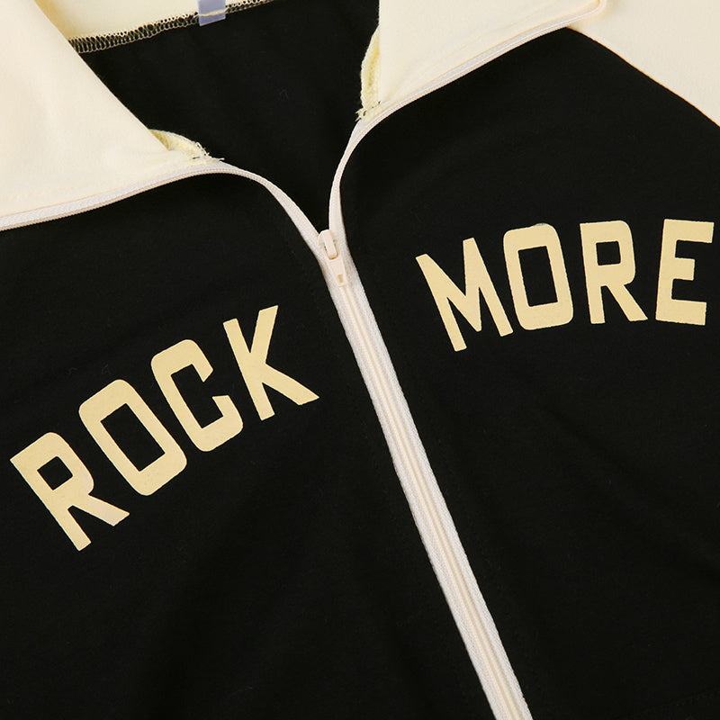 Zip Raglan Sleeve Pocket Contrast Top