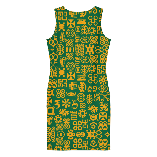 ADINKRA DRESS - GREEN AND GOLD