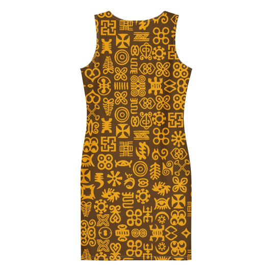 ADINKRA DRESS - COFFEE AND GOLD