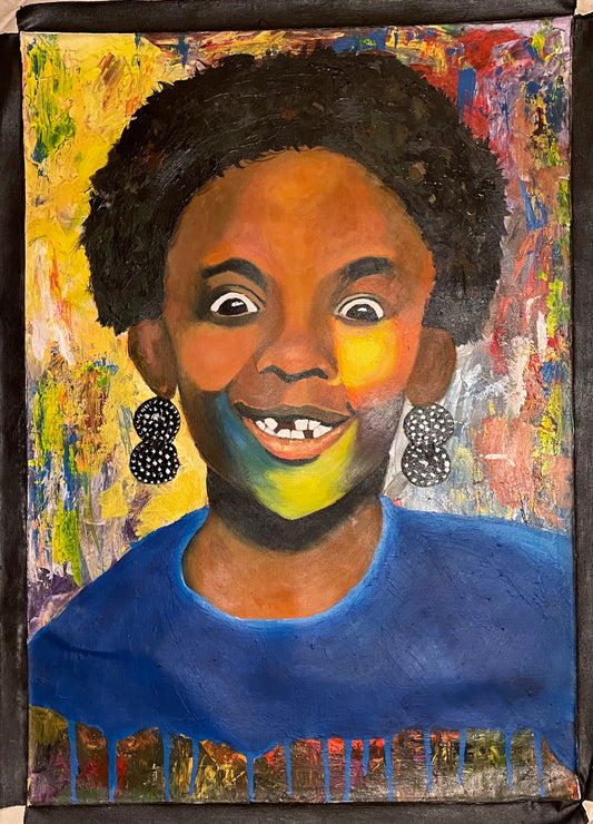 painting of an excited african child