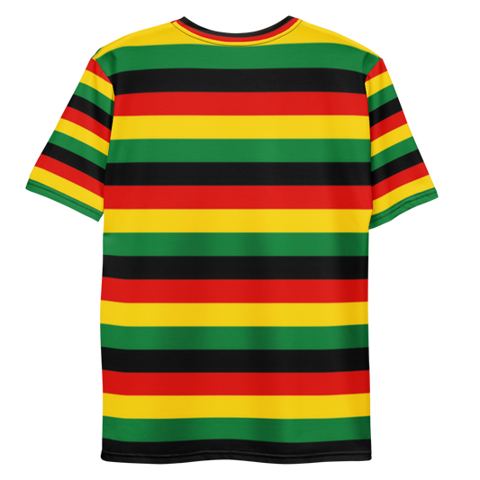 Rasta T-Shirt With Stripped Reggae Colors Red Gold Green