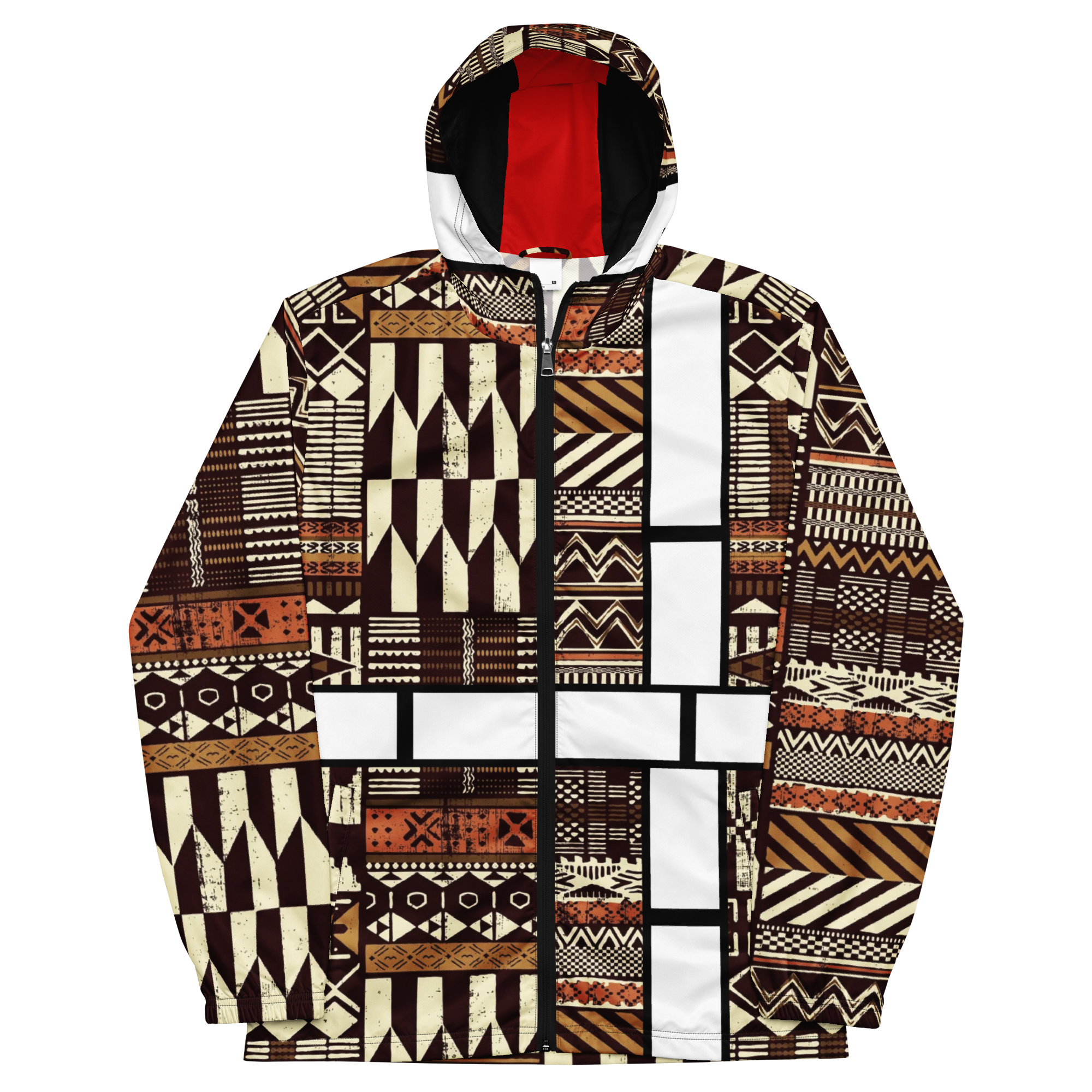 multicolored african print Ankara styled windbreaker jacket with black zipper