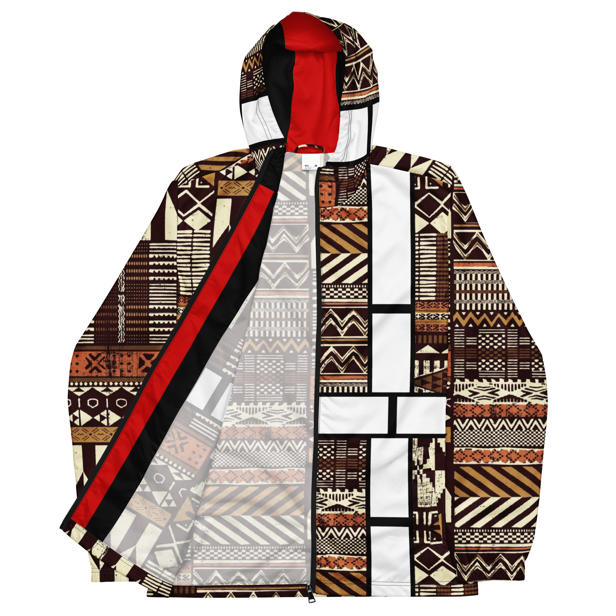 multicolored african print Ankara styled windbreaker jacket open