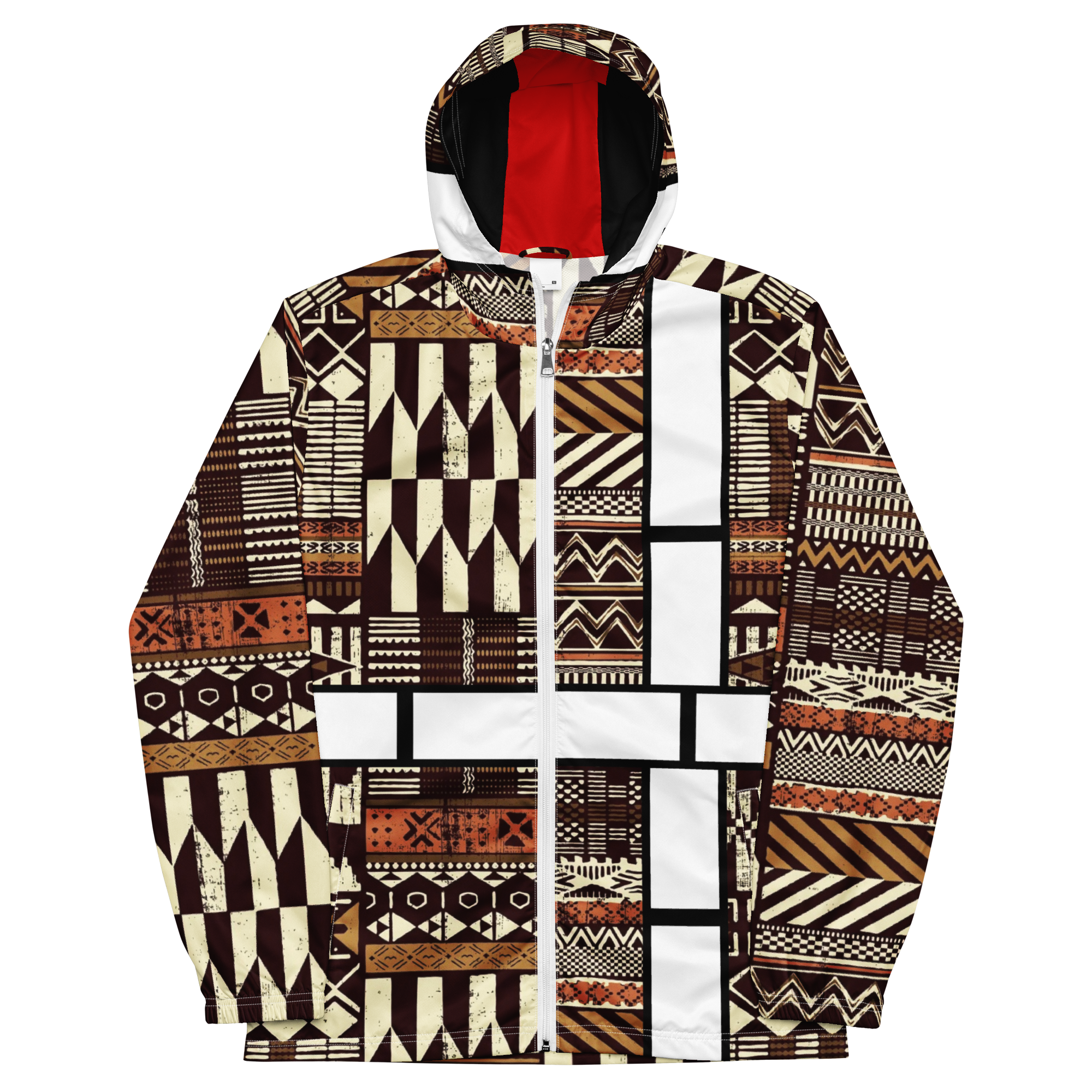 multicolored african print Ankara styled windbreaker jacket with white zipper