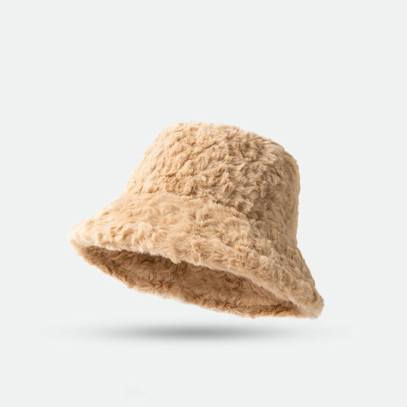 Khaki_Color_Faux_Fur_Bucket_Hat
