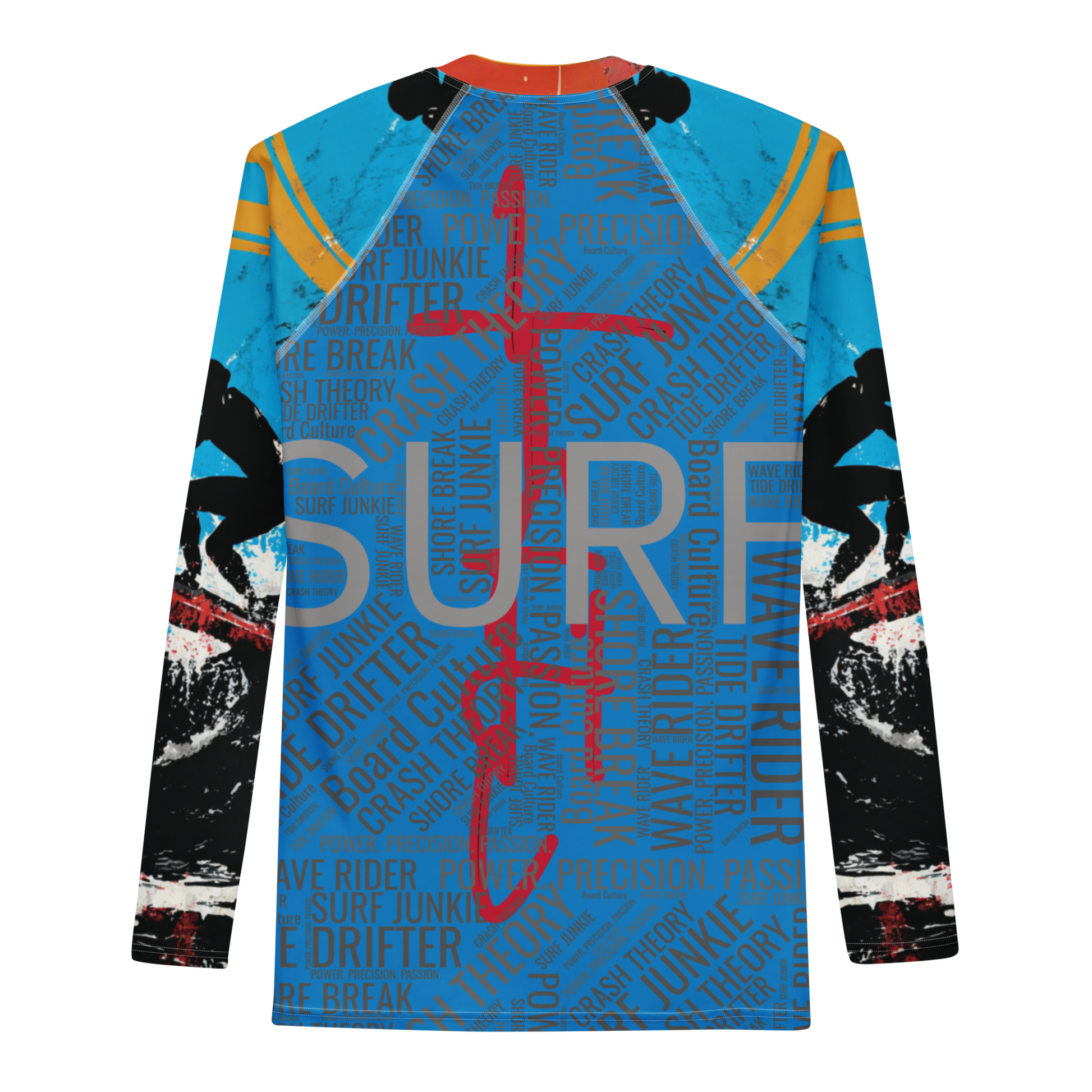 Sea Mind surf rash guard back view – UPF 50+ four-way stretch by Magnificent Crowns