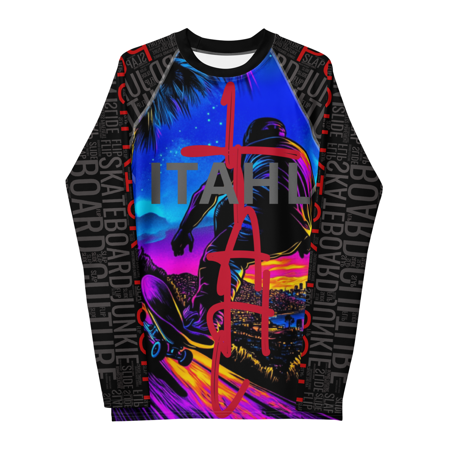 Silent Rebellion long sleeve rash guard for skateboarding – ITAHL Collection by Magnificent Crowns