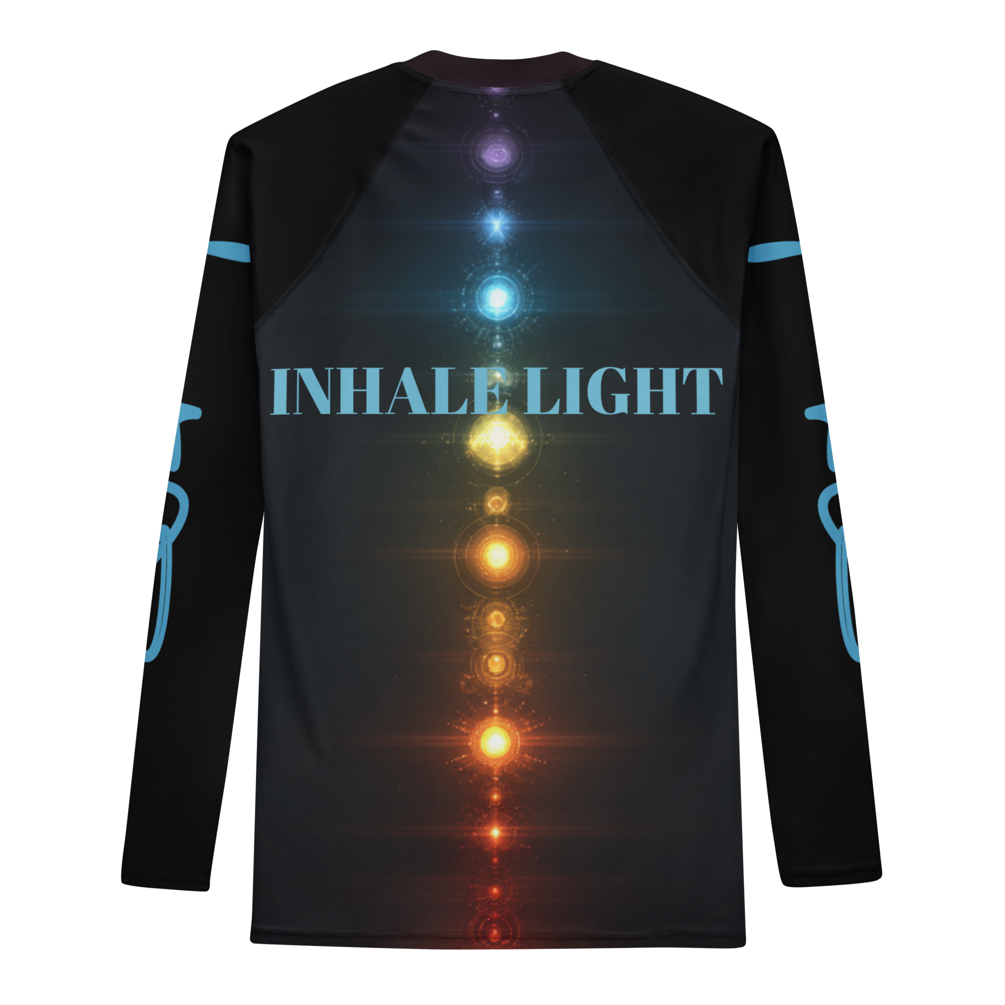 Still Bloom yoga and meditation rash guard back view – UPF 50+ four-way stretch by Magnificent Crowns