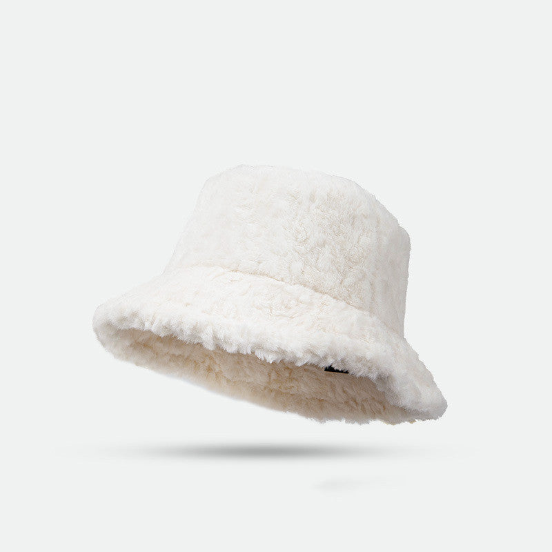White Faux Fur Bucket Hat