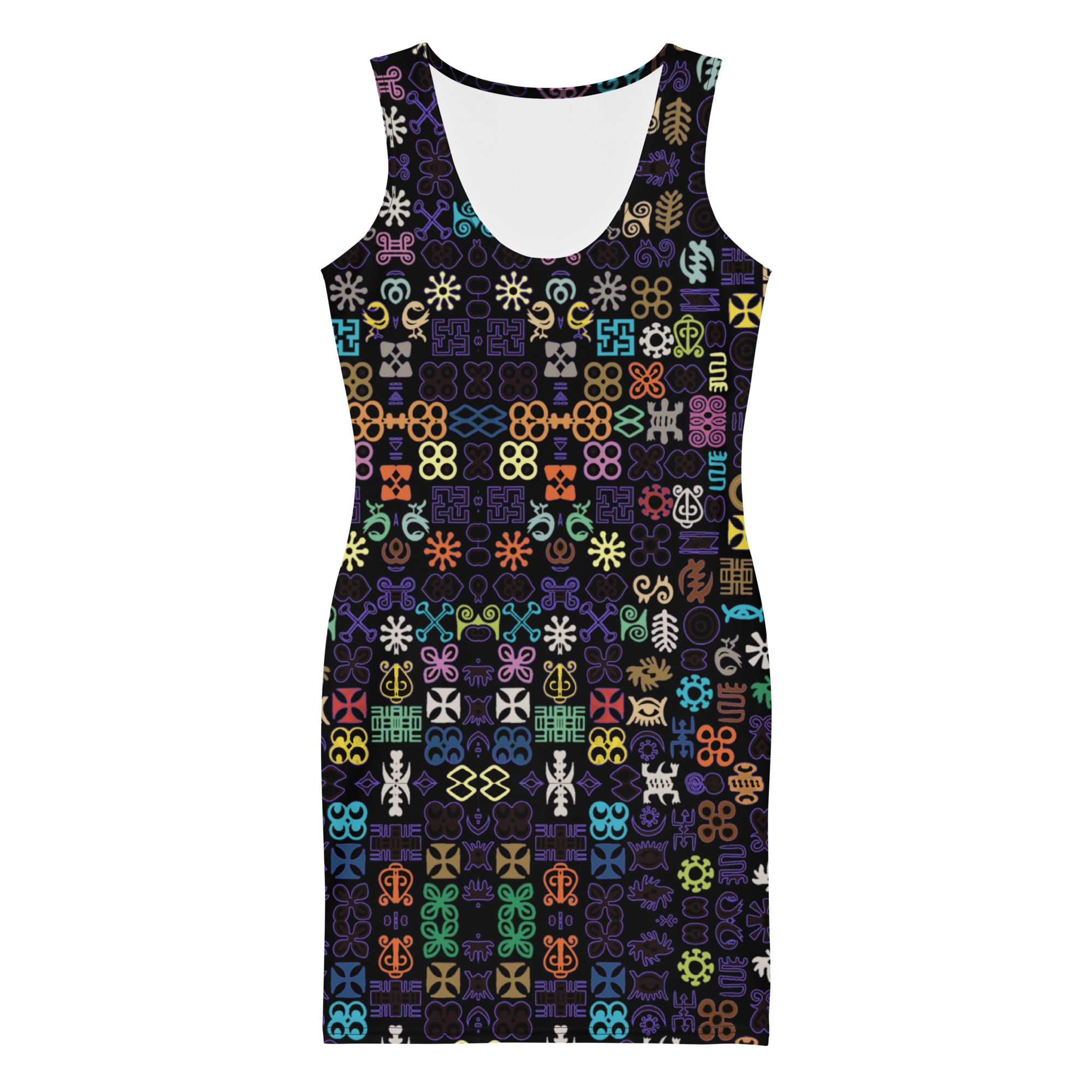 ADINKRA DRESS - BLACK WITH MULTICOLOR