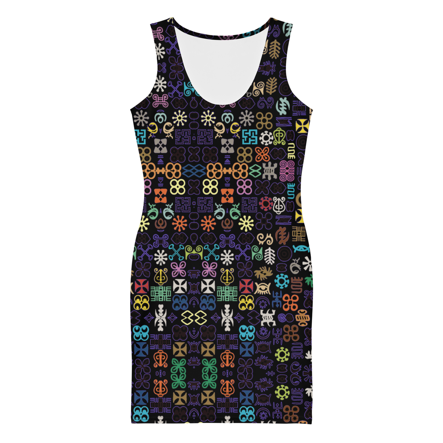 ADINKRA DRESS - BLACK WITH MULTICOLOR