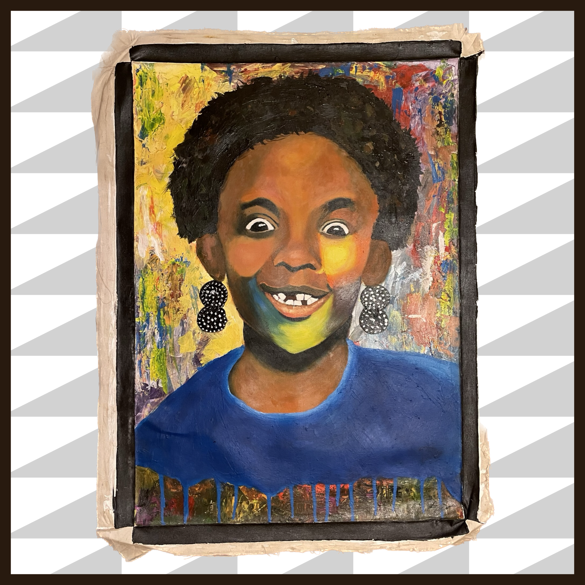 painting of an excited african child 