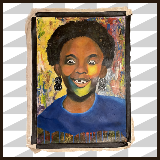 painting of an excited african child 