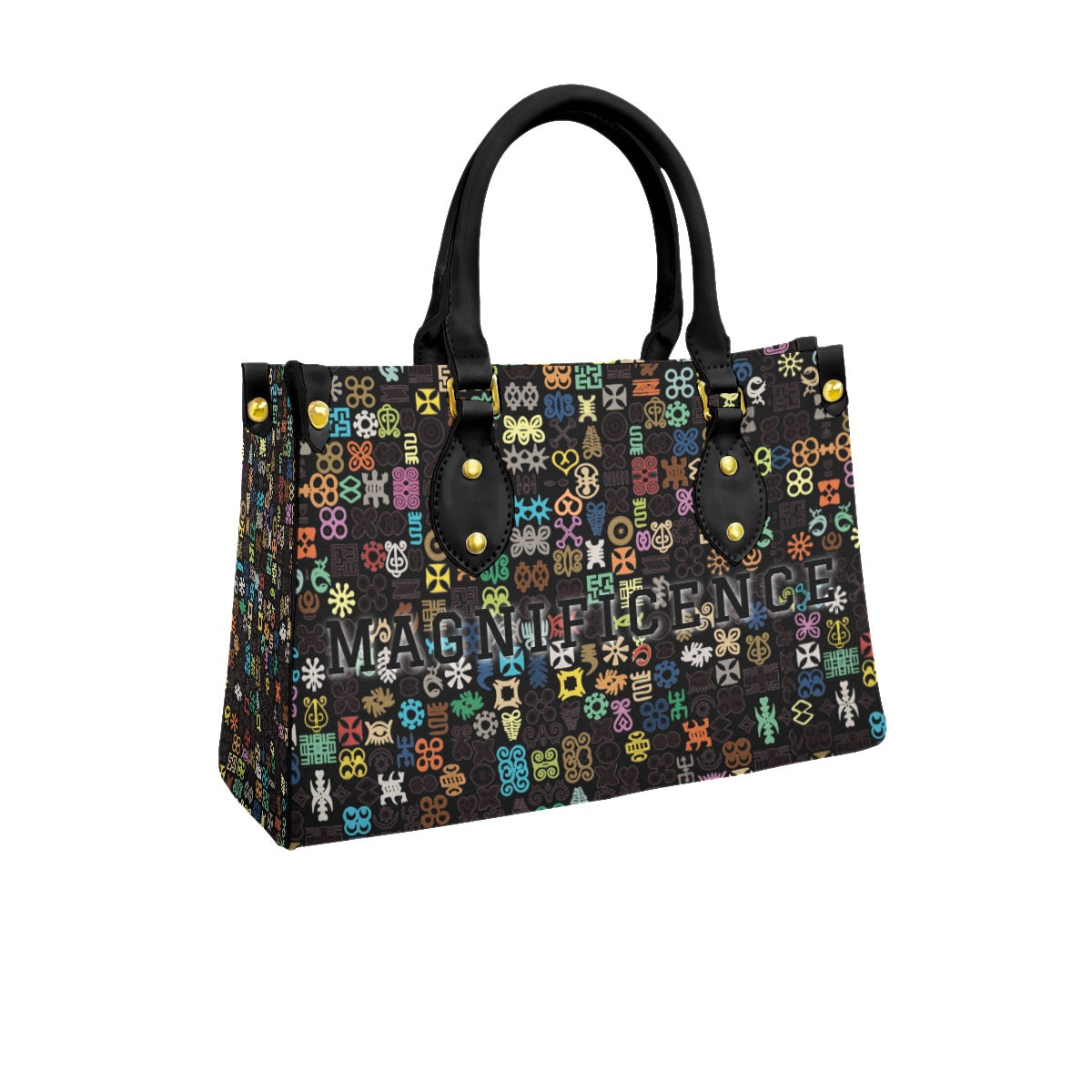 Women's Adinkra Tote Bag With Black Handle