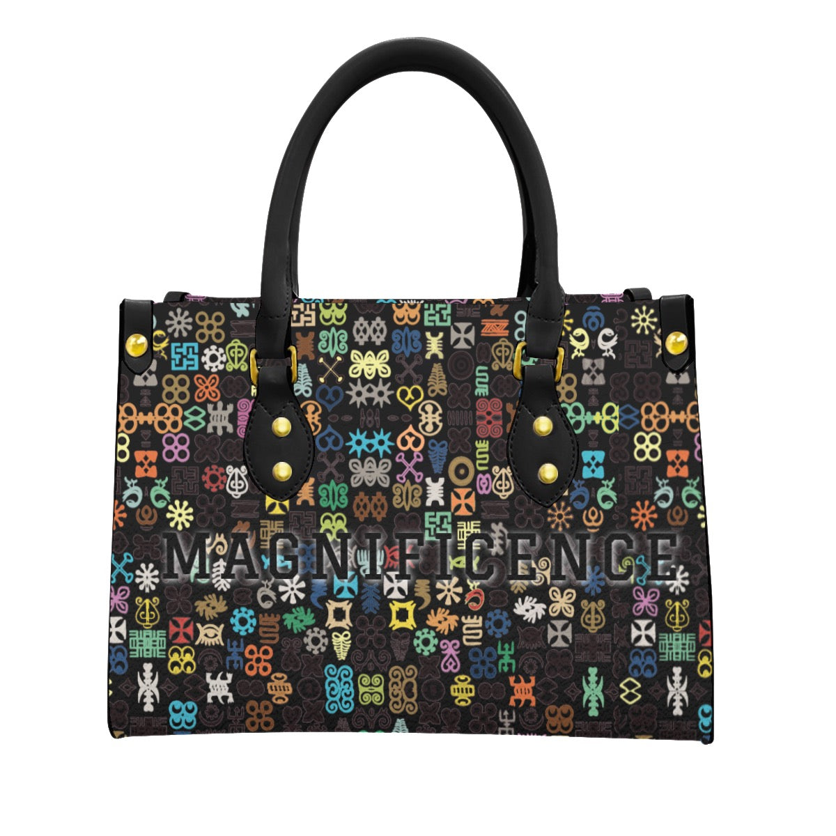 Women's Adinkra Tote Bag With Black Handle