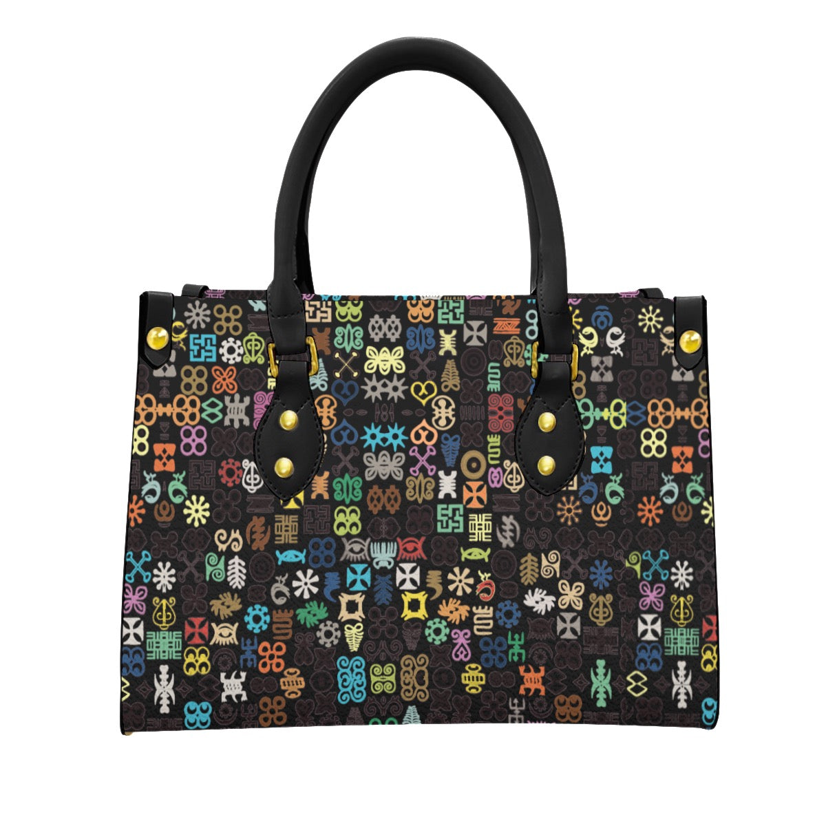 Women's Adinkra Tote Bag With Black Handle