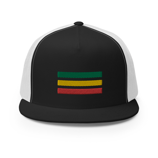 EMBROIDERED RASTA FLAG TRUCKER HAT