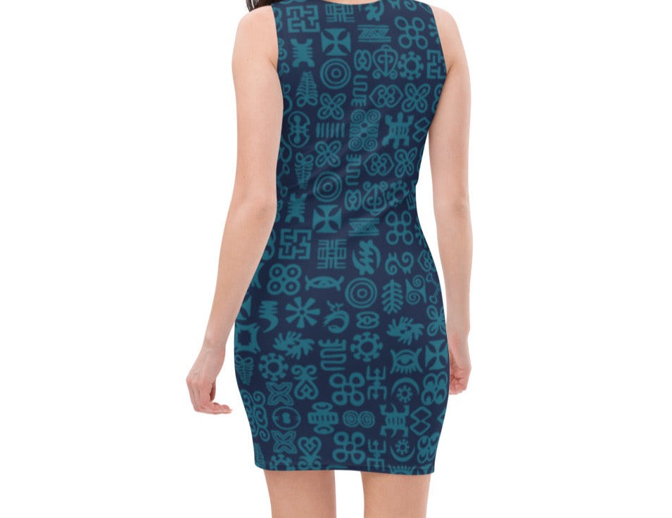 ADINKRA DRESS - TURQUOISE PRINT