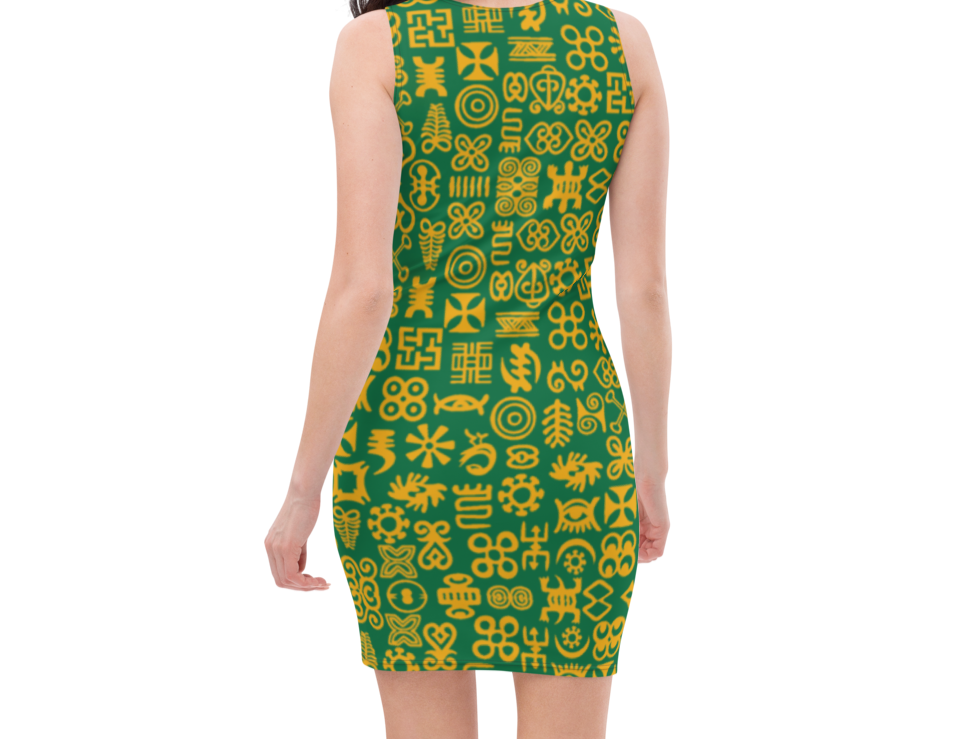 ADINKRA DRESS - GREEN AND GOLD