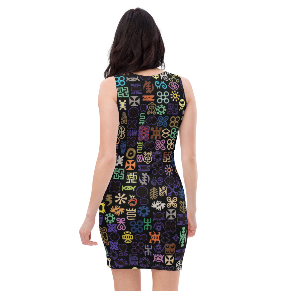 ADINKRA DRESS - BLACK WITH MULTICOLOR