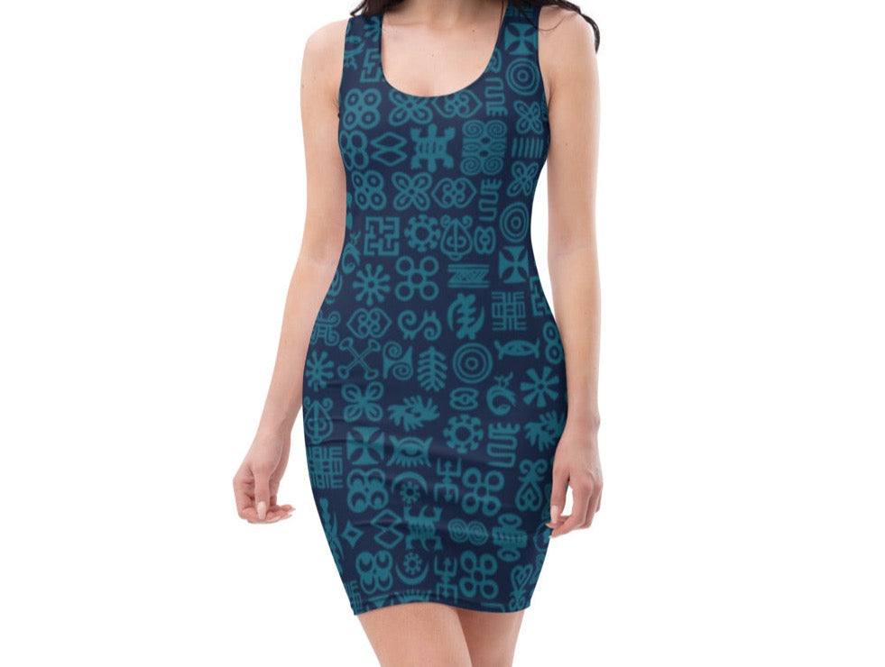 ADINKRA DRESS - TURQUOISE PRINT