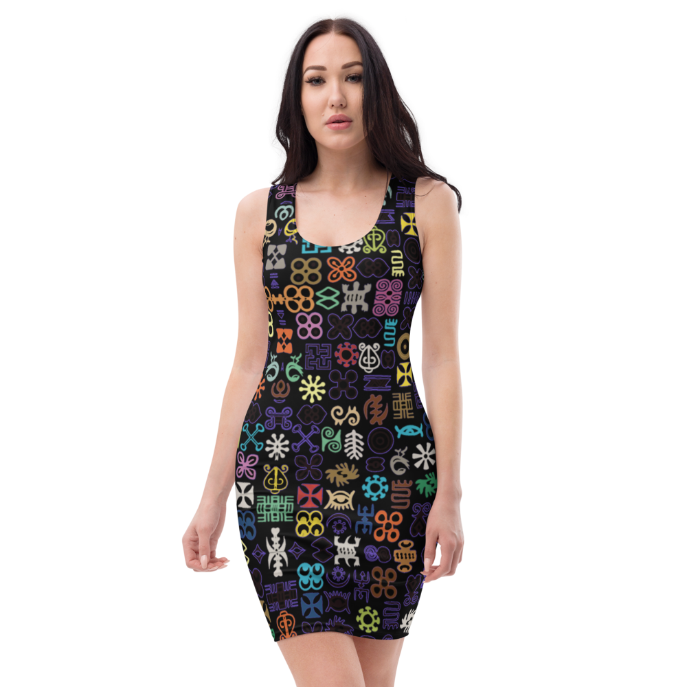 ADINKRA DRESS - BLACK WITH MULTICOLOR