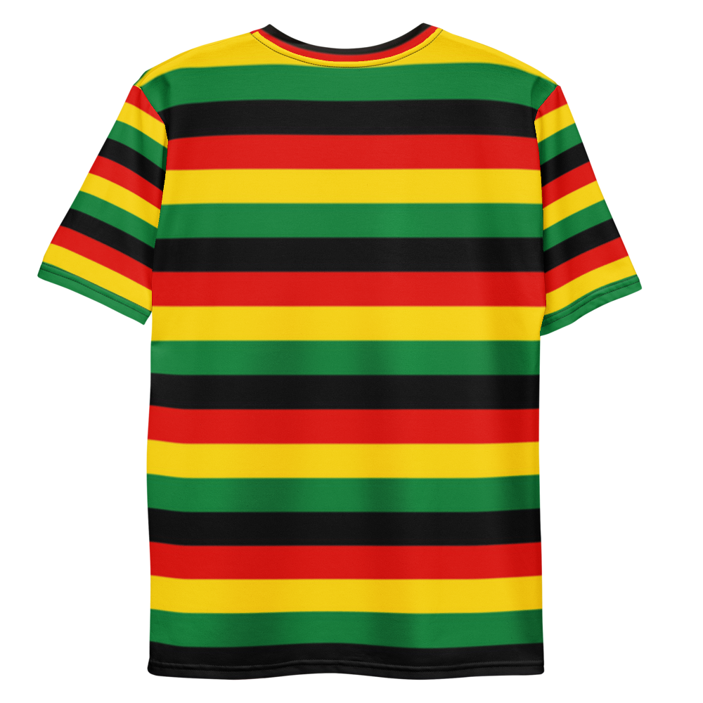 Rasta T-Shirt With Stripped Reggae Colors Red Gold Green