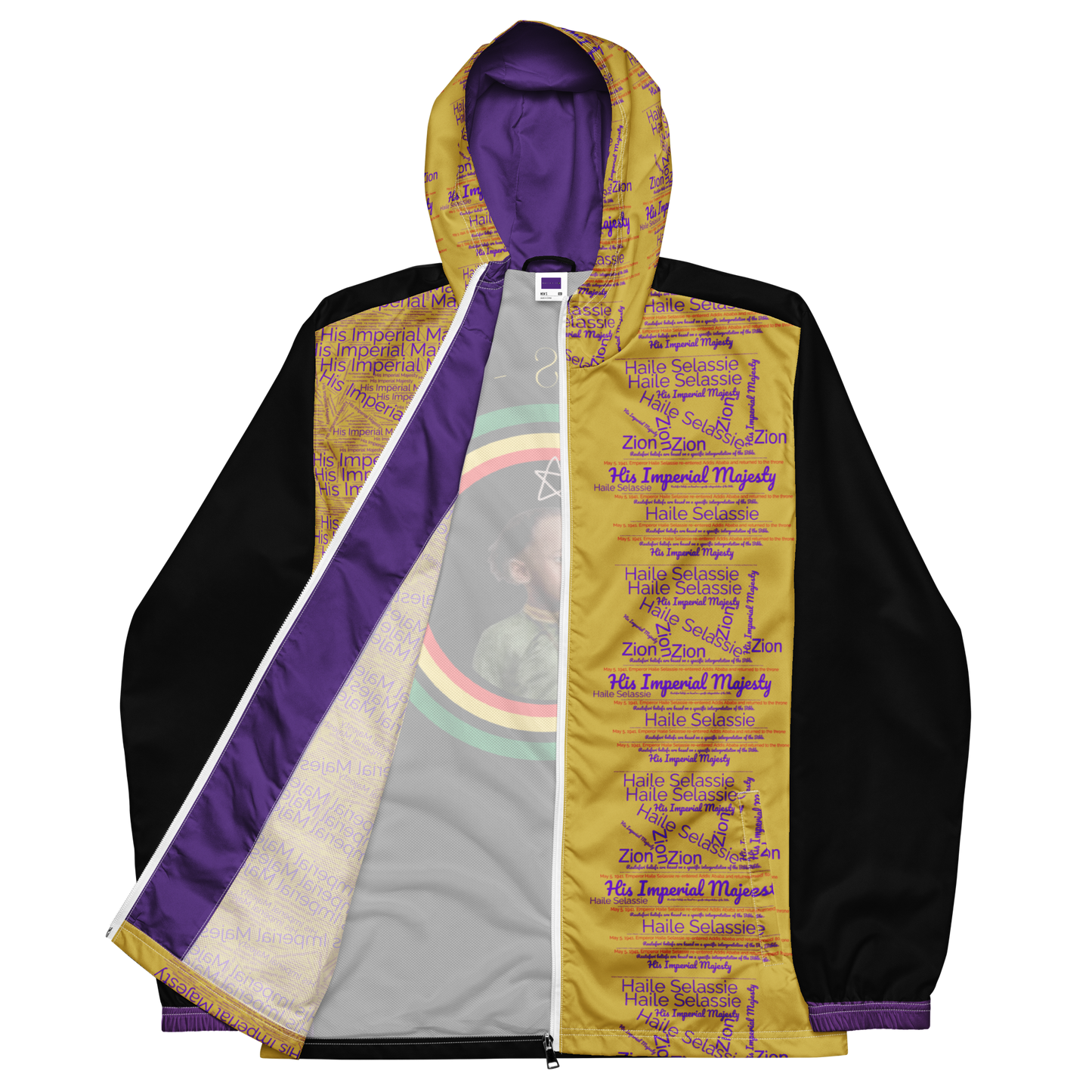 Image of Windbreaker with image of Baby Haile Selassie