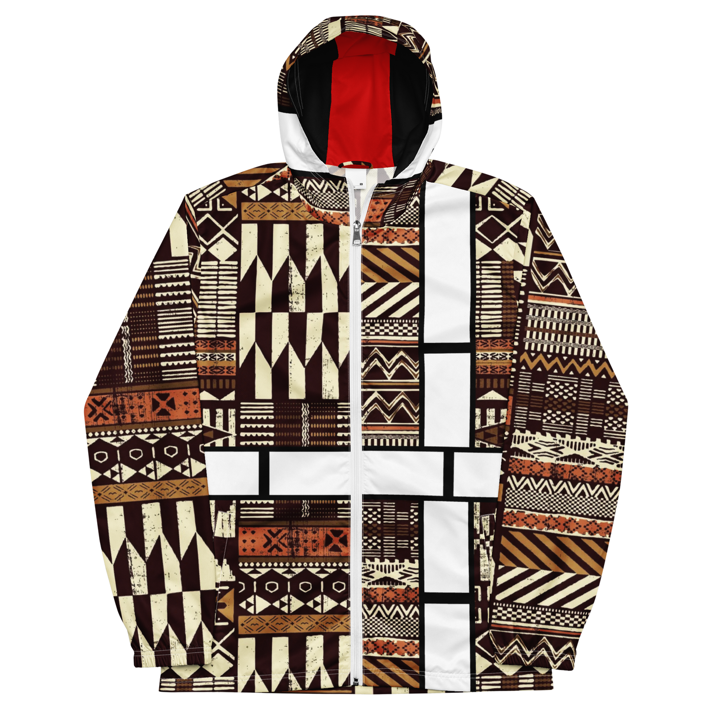 multicolored african print Ankara styled windbreaker jacket with white zipper