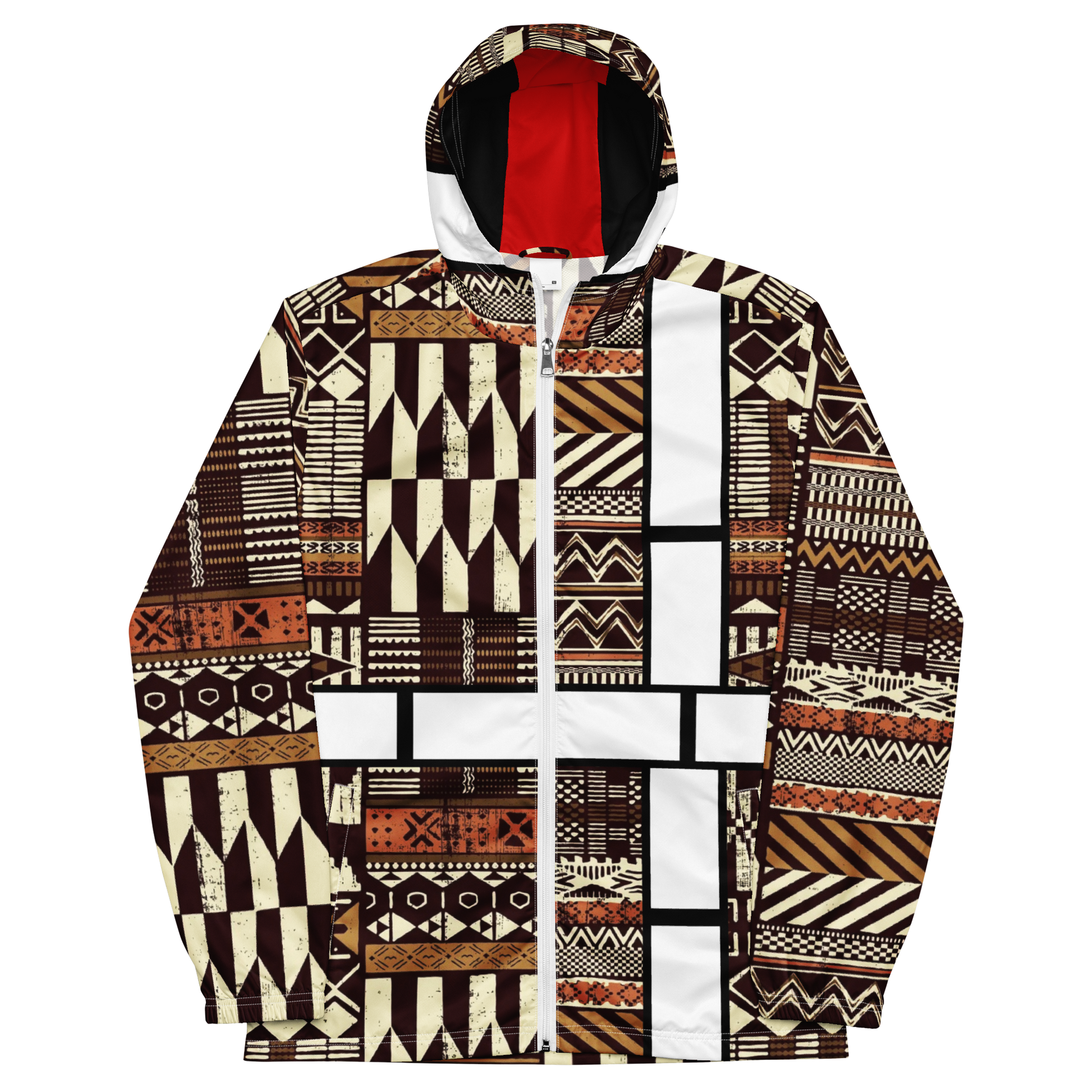 multicolored african print Ankara styled windbreaker jacket with white zipper